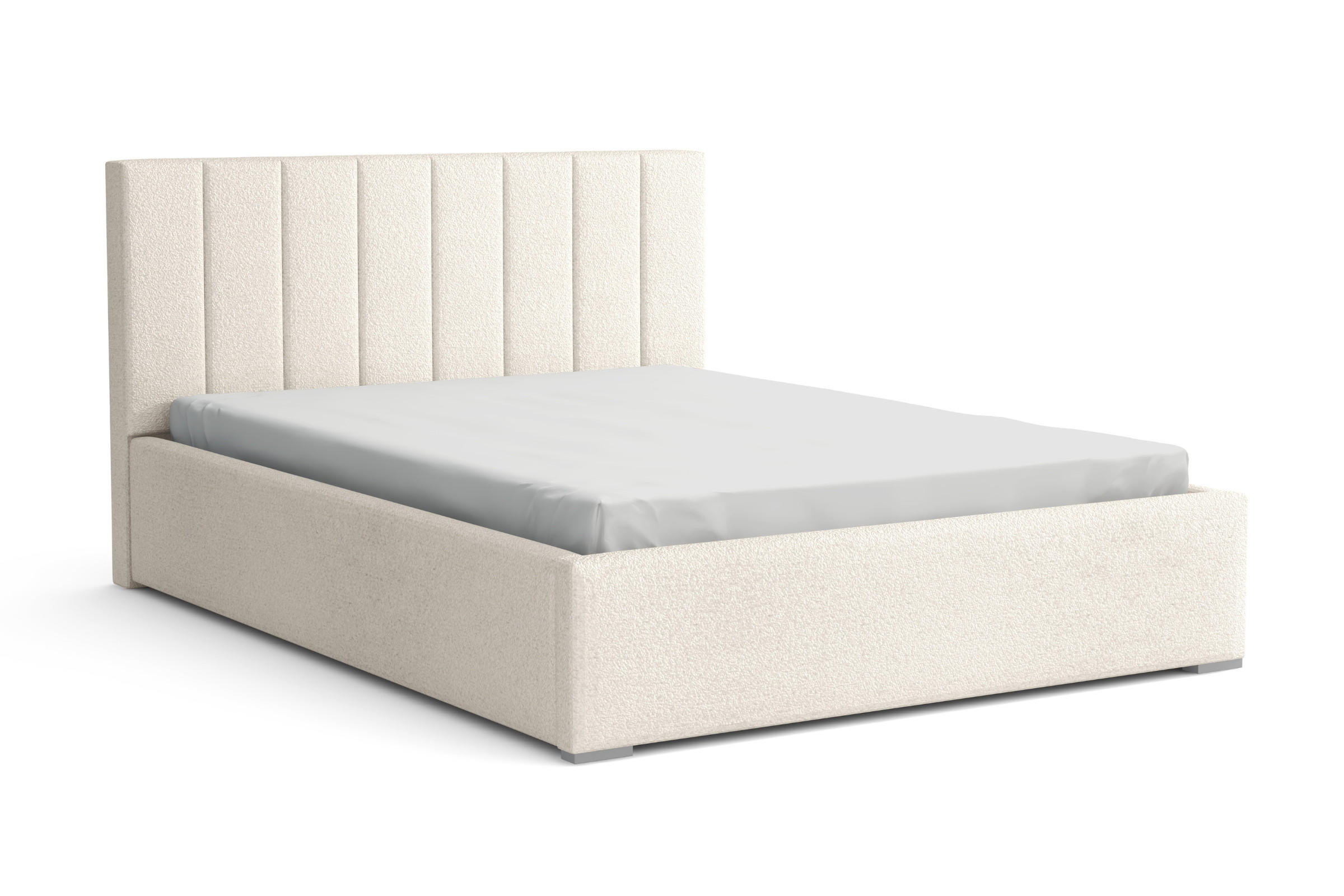POLSTERBETT VENICE 160/200 in Boucle Ecru - Ecru, Holz/Holzwerkstoff (160/200cm) - Deine Möbel 24