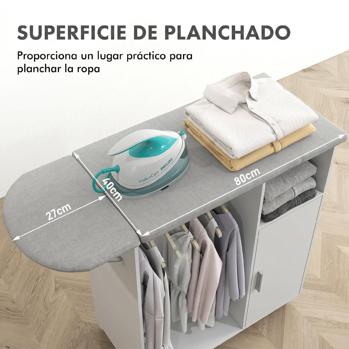 BÜGELBRETTSCHRANK Weiß 1 Stück - Weiß, Holzwerkstoff (42.5/99/127cm) - GiPP