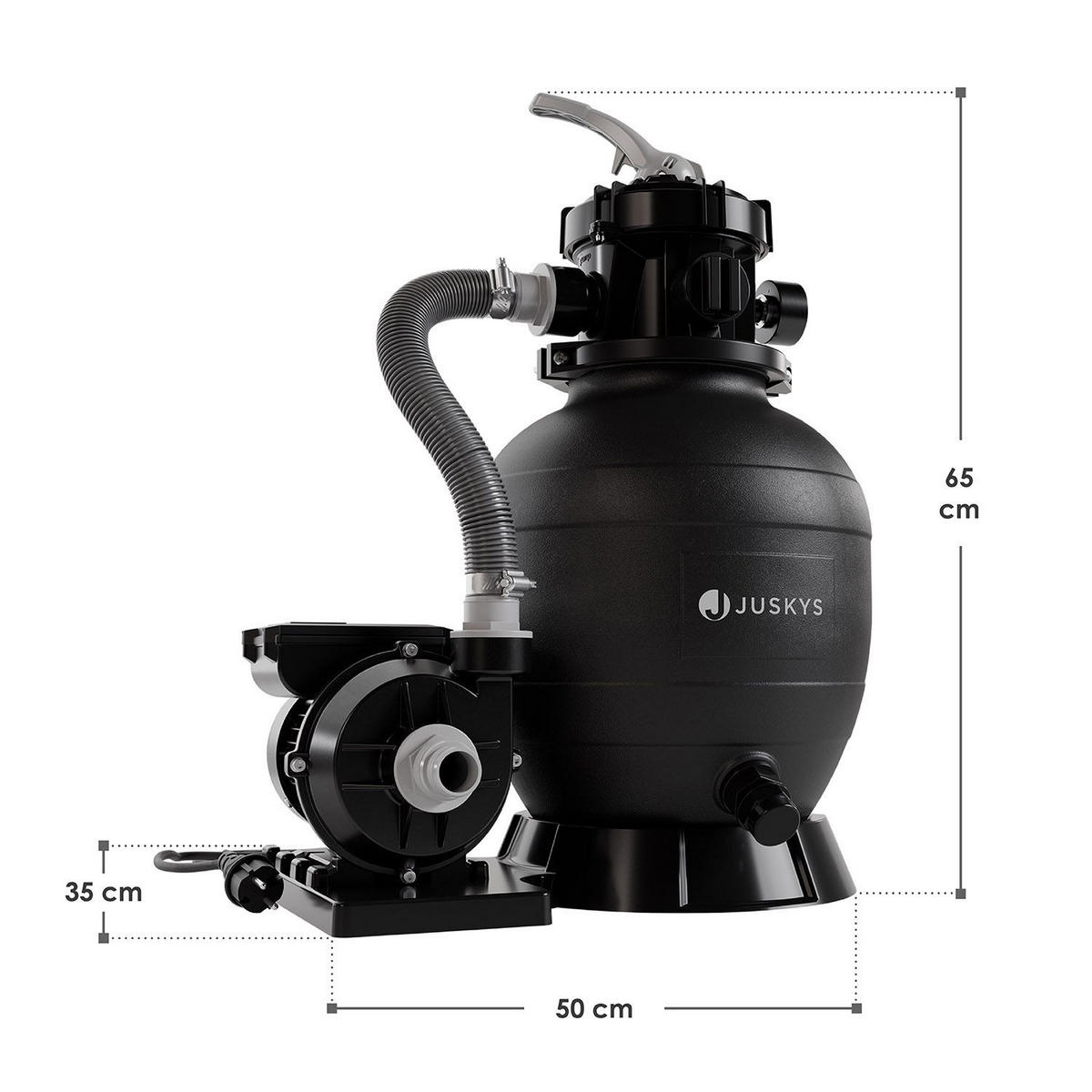 SANDFILTERANLAGE schwarz 400W - Schwarz, Kunststoff (39/48/56cm) - Juskys