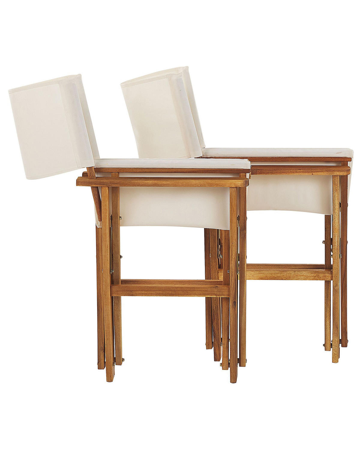GARTENSTUHL 2er-Set Akazienholz hellbraun Auflagen cremeweiß Cine - Hellbraun/Weiß, Holz (50/91/50cm) - Beliani