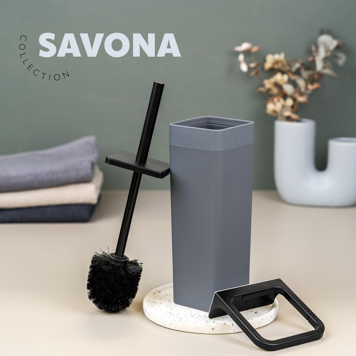 WC-GARNITUR SAVONA, grau, Kunststoff - Grau, Kunststoff (12/36.5/13cm) - bremermann