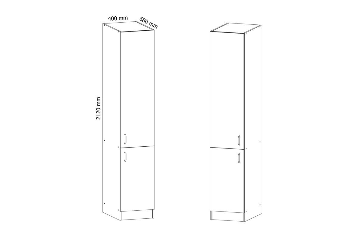 HOCHSCHRANK D40SP – Sycylia Weiß – Weiß / Creme / Links - Creme/Weiß, Holzwerkstoff (40/212/58cm) - ROYAL24_MARKT