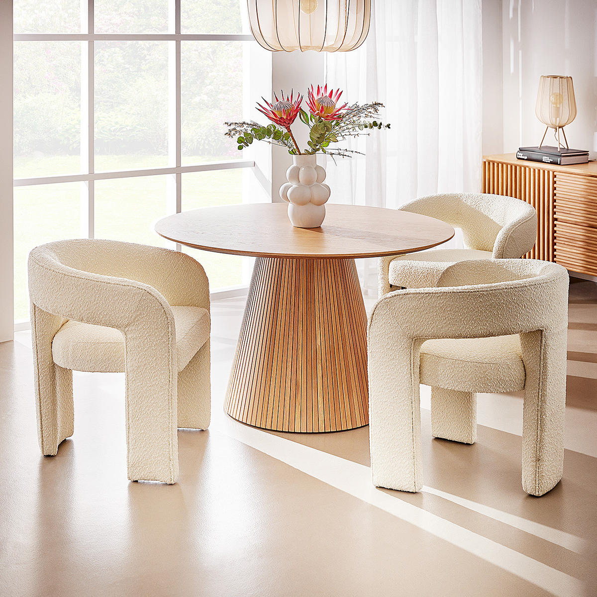 ARMLEHNENSTUHL - 2er-Set - Creme, Textil (64/75/60cm) - home24