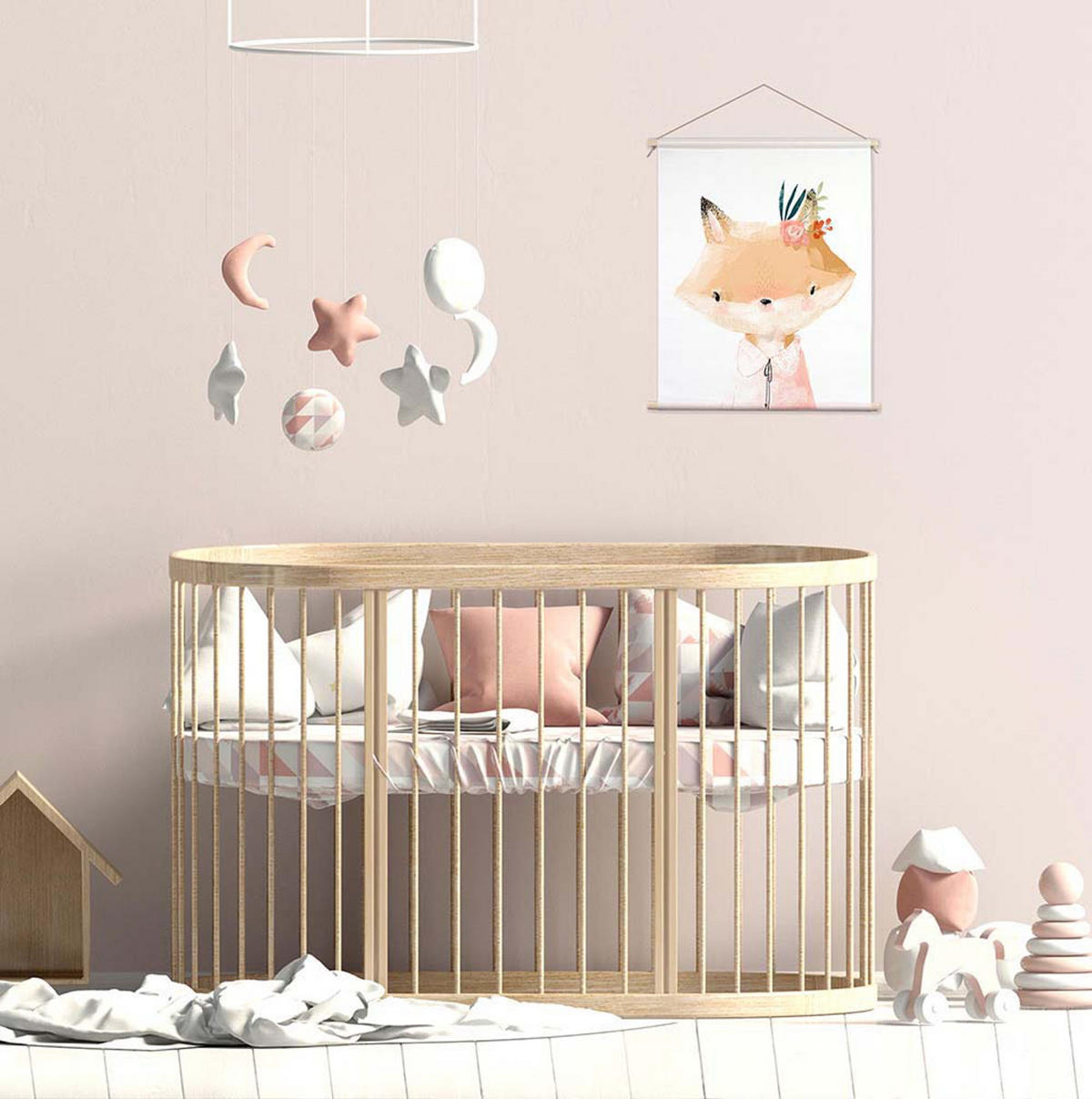 POSTER aus Stoff 40x50 cm Bild Kinderzimmer Fuchs - Beige, Textil (40/50/2cm) - artissimo
