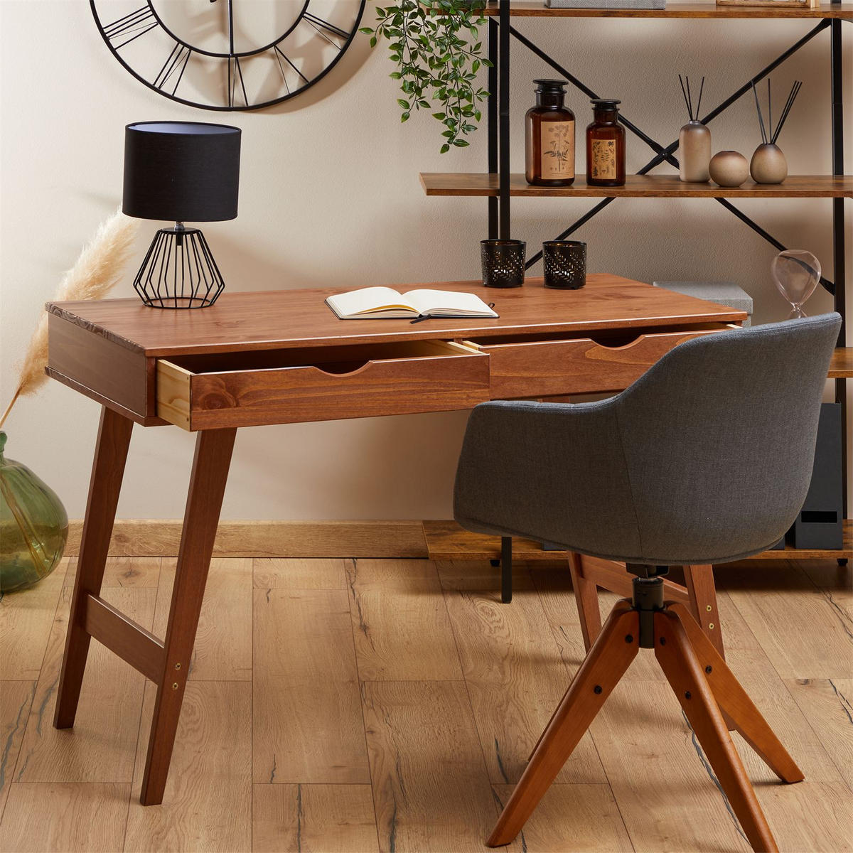 SCHREIBTISCH MILO - Kastanienfarben, Holz (50/110/75cm) - IDIMEX