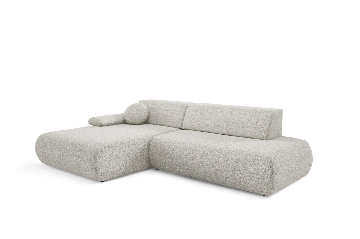 ECKSOFA DELTA L-S Hellgrau Geflochtener Stoff mit Schlaffunktion - Hellgrau, Holz (286/173.5cm) - MASSENO