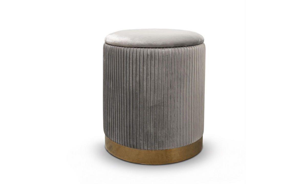HOCKER-SET GEMINI 37/37/42 cm Grau - Goldfarben/Grau, Textil/Metall (37/42/37cm) - Lookway