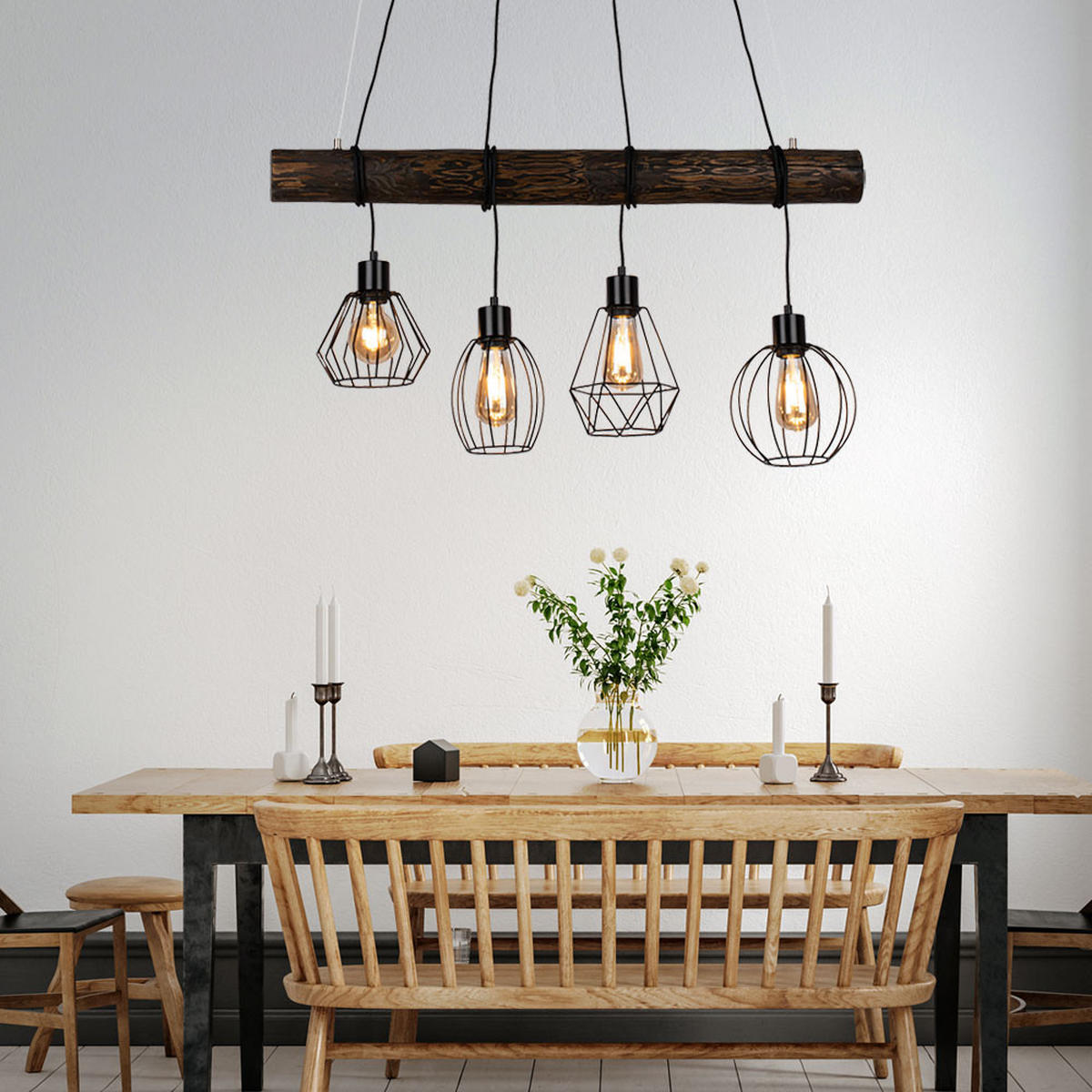 HÄNGELEUCHTE CLIVIA Kiefernholz Braun - Braun, Holz (90/35/150cm)