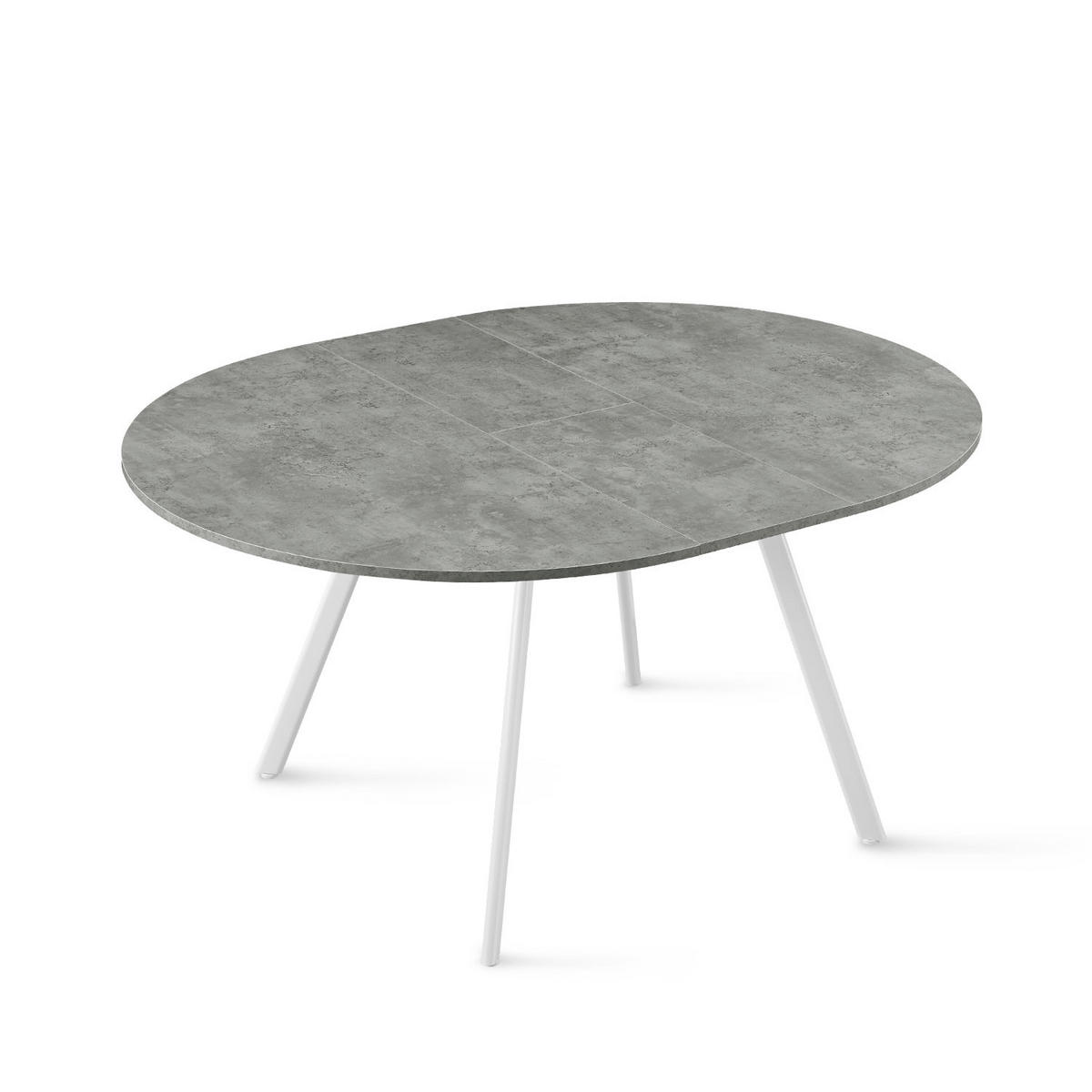 ESSTISCH LIV 120-150/120/76 cm Rund Beton - Weiß/Grau, Holzwerkstoff (120/120/76cm) - B&D Home