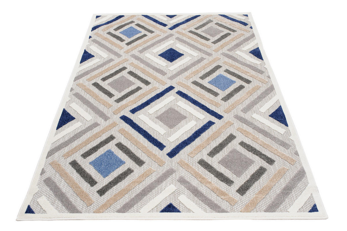 TEPPICH In-Outdoor Beige Abstract - Kurzflor Rechteckig Grau - 140 x 200 cm - Beige, Textil (140/200cm) - Mazovia