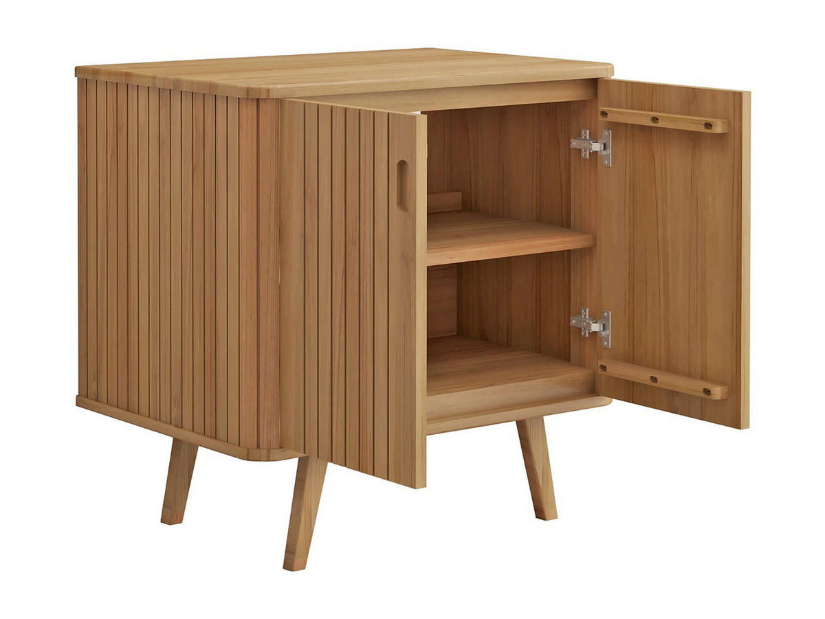 WASCHBECKENUNTERSCHRANK - 80cm x 55cm - Teakholz - naturfarben hell - WAMENA - Naturfarben, Holz (80/80/55cm) - Vente-Unique