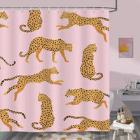 DUSCHVORHANG Rosa 90 x 180 cm tropisch Tier schimmelresistent wasserdicht waschbar mit Haken - Pink, Textil (180/180cm) - MCBOSON
