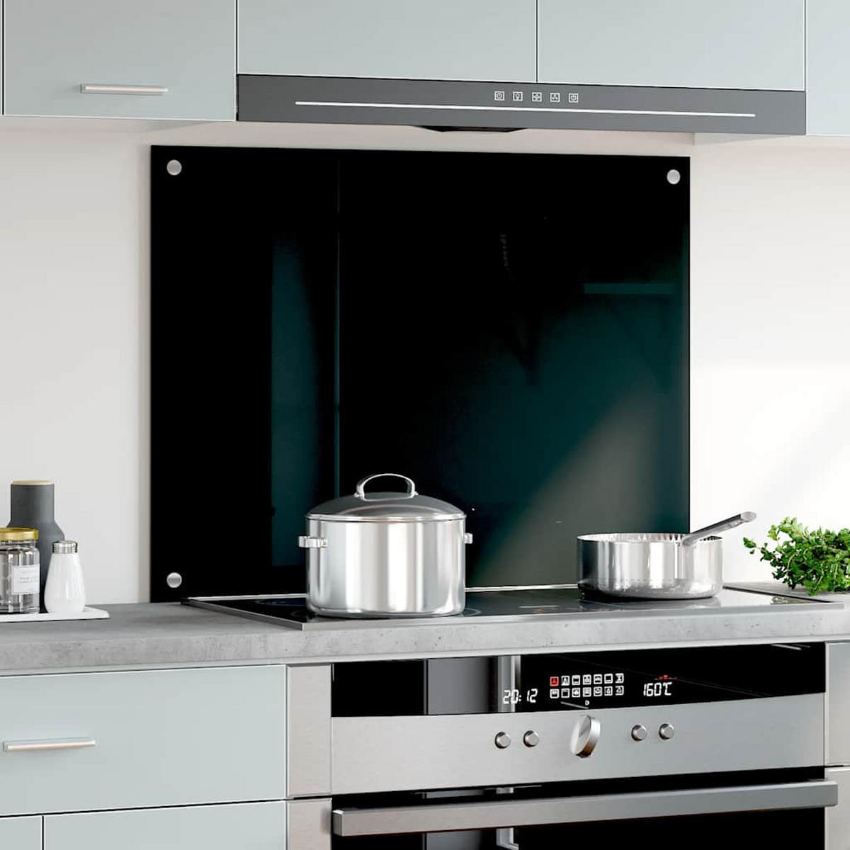 KÜCHENRÜCKWAND Glas 80x60 cm Schwarz Wand-Spritzschutz - Schwarz, Glas (80/60/0.6cm) - DELUKE