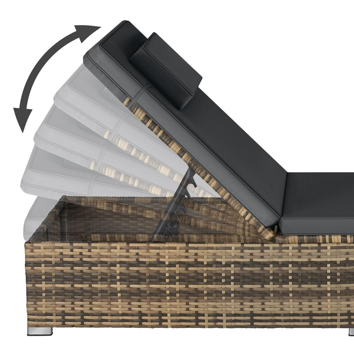 RATTAN-DOPPELLIEGE Carbonera, Belastbarkeit je 200 kg, natur - Naturfarben, Kunststoff (62/36/196cm) - tectake