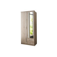 KLEIDERSCHRANK Duo in Eiche San Remo mit Aufleistungen in Chrom 91x199x58 cm (BxHxT) – Drehtürenschrank 91 cm Breite - Braun, Holzwerkstoff (120/200/80cm)