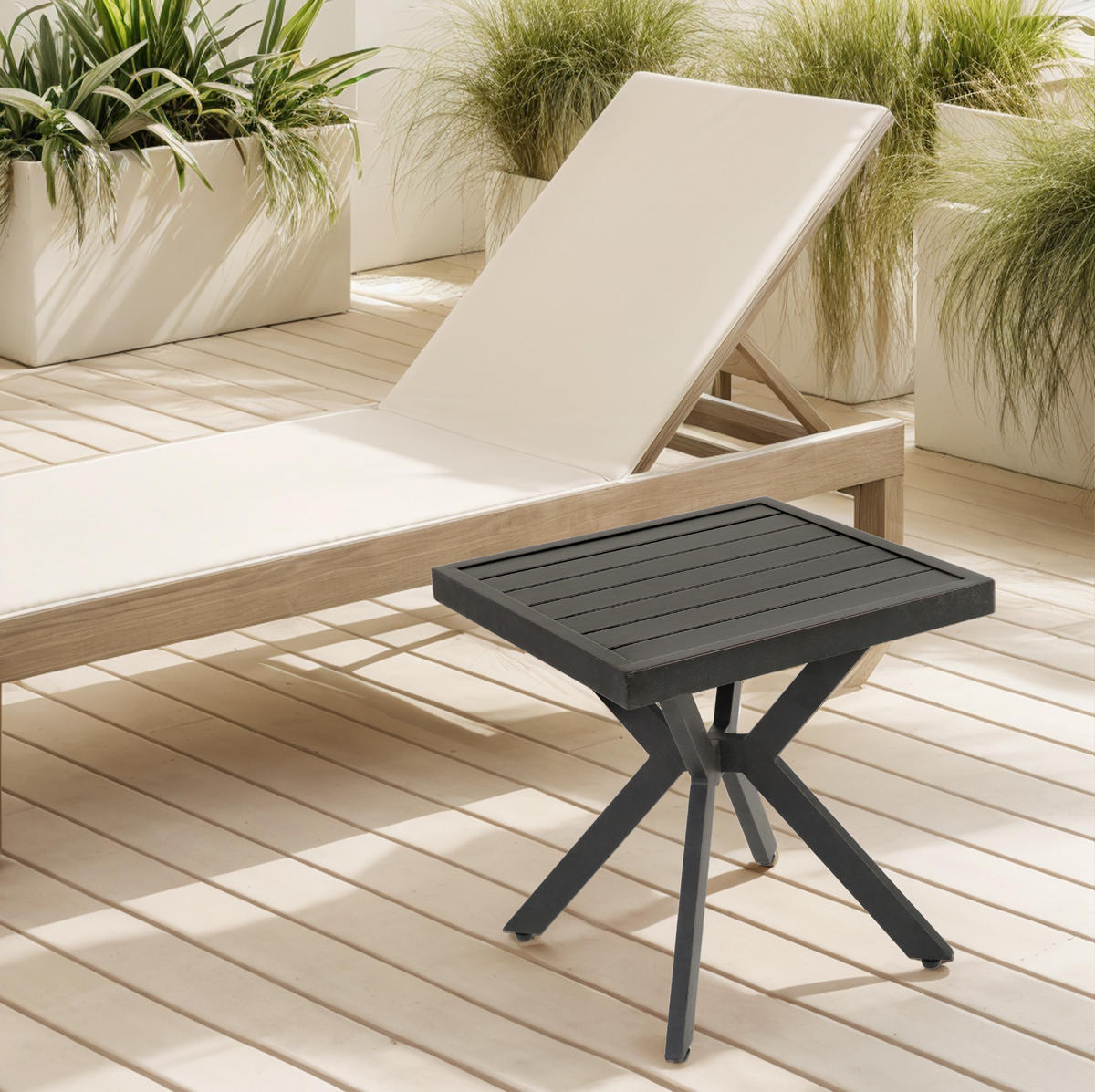 BEISTELLTISCH 45/45/47 cm dunkelbraun aus Aluminium wetterfest - Dunkelbraun, Metall (45/45/47cm) - OKWISH