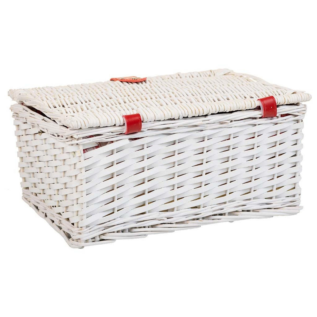 PICKNICKKORB, weiß, 40x28x19cm - Weiß, Naturmaterialien (40/20/28cm) - Wanderlust