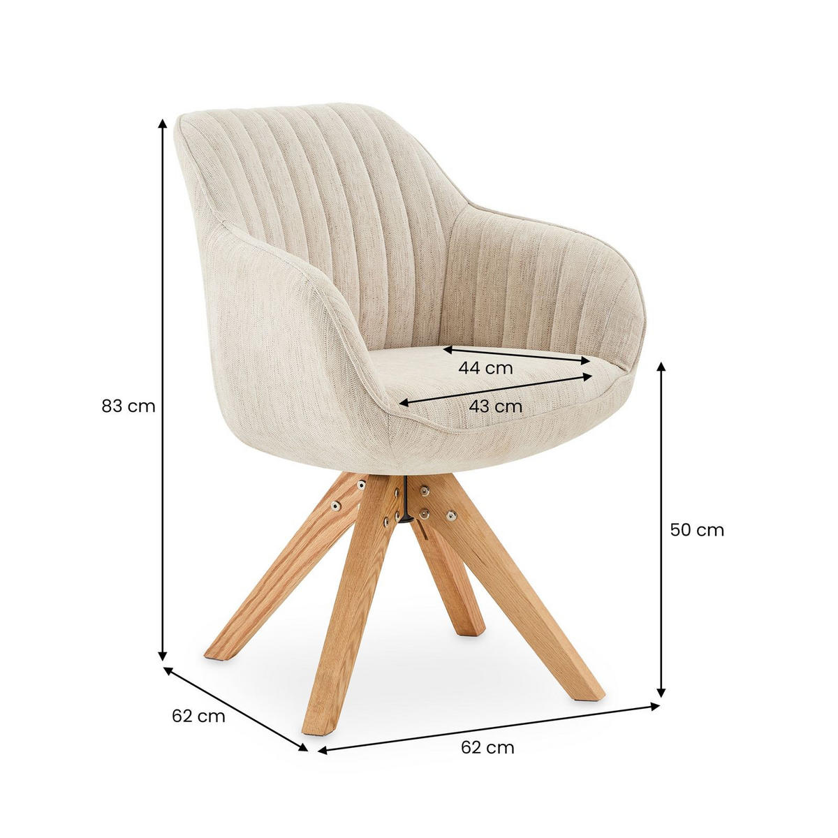 ESSZIMMERSTÜHLE VALENCIA 2er-Set beige - Beige, Textil (62/83/62cm) - IDIMEX