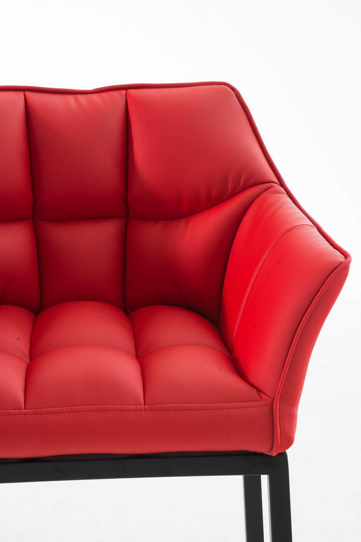BARHOCKER Gibel Kunstleder Rot Schwarz - Rot, Leder (64/110/48cm) - DELUKE