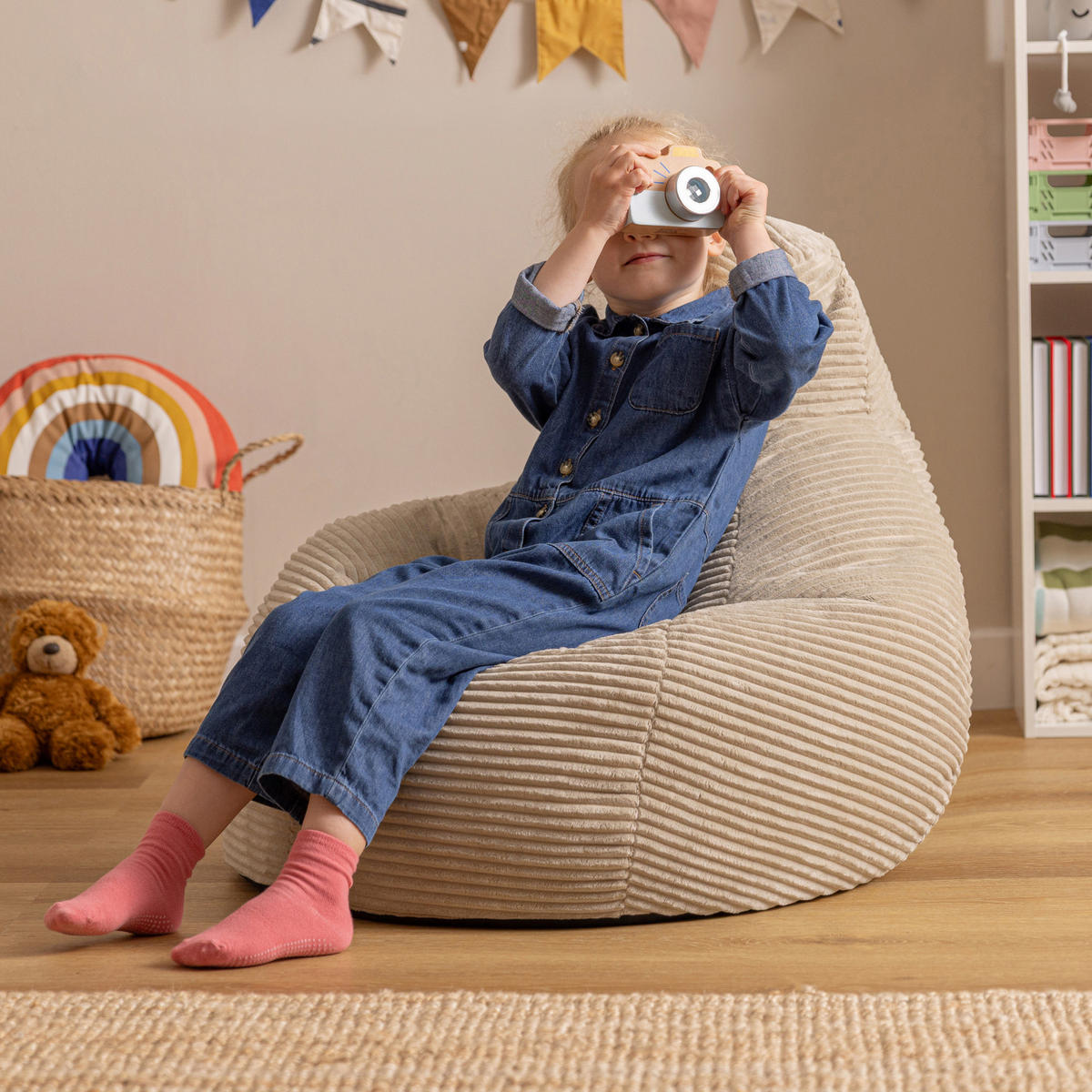 KINDERSITZSACK Sessel Dalton - Beige, Textil (69/59/65cm) - icon