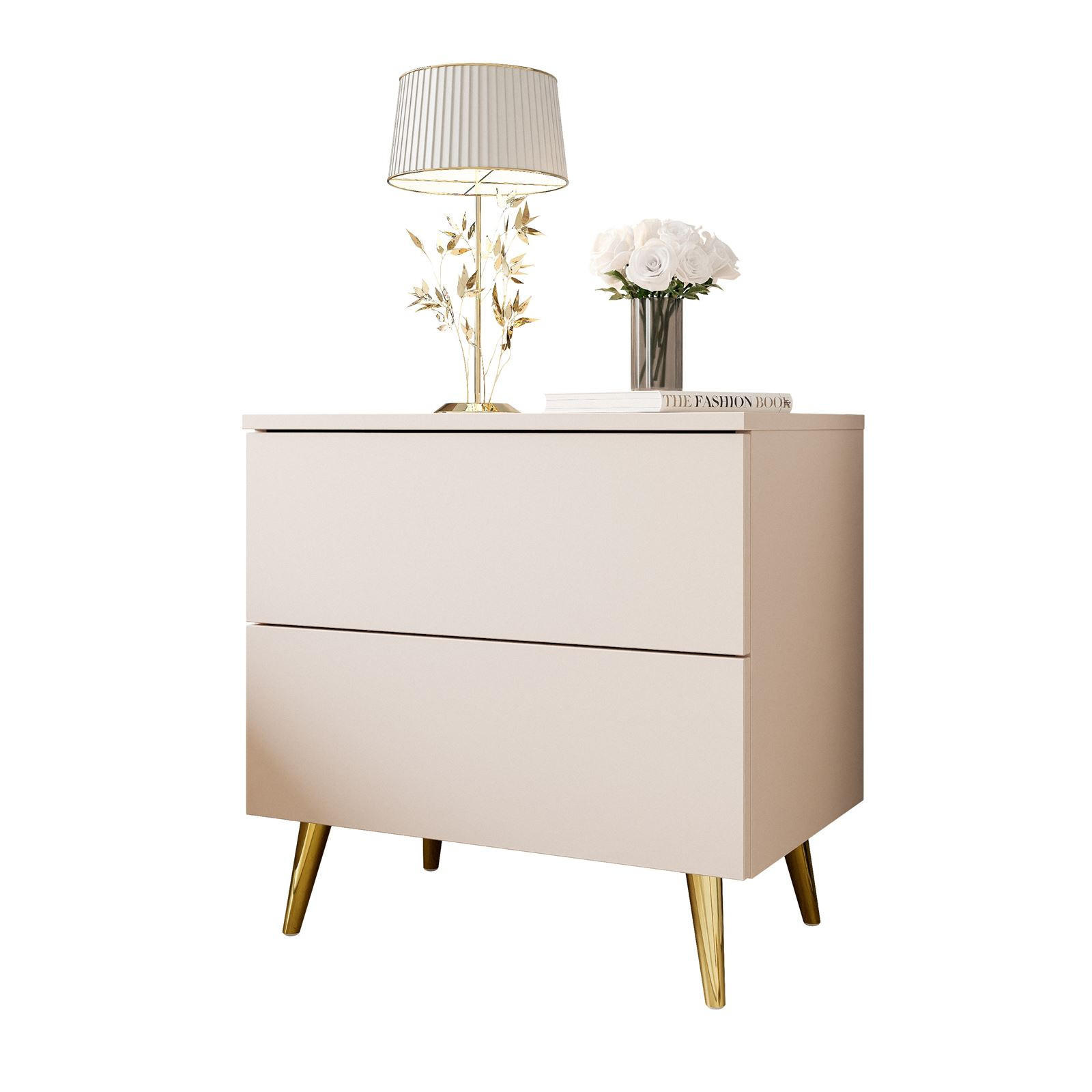 NACHTTISCH AURA KASCHMIR mit goldenen Beinen - Kaschmir, Holzwerkstoff (55/55/37cm) - Lookway