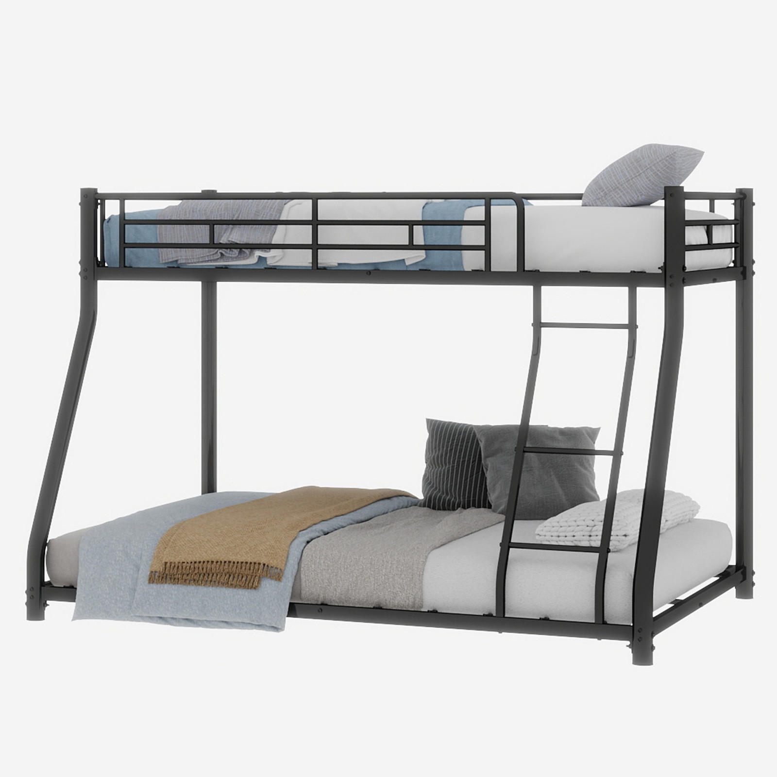 ETAGENBETT Metall Twin Full Leiter Geländer - Schwarz, Metall - LEBENLANG