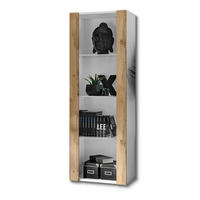 VITRINE TIVOLI, Weiß + Eiche Wotan - Eiche Wotan/Weiß, Glas/Holzwerkstoff (55/159/35cm) - Komodee