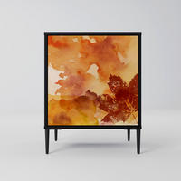 SIDEBOARD TRACES OF AUTUMN, Schwarz, 57,5x42x72,5 cm, Schwarze Metallfüße - Multicolor/Schwarz, Holzwerkstoff/Metall (57.5/72.5/42cm) - SpaceRebels