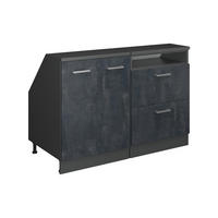 KUHINJSKI ORMAR ZA KOSINE KROVA R-Line Crni Beton 120 cm Set od 2 korpusa ormara, dubina 60 cm - crna/antracit, drvni materijal (120/83.8/60cm) - Vicco