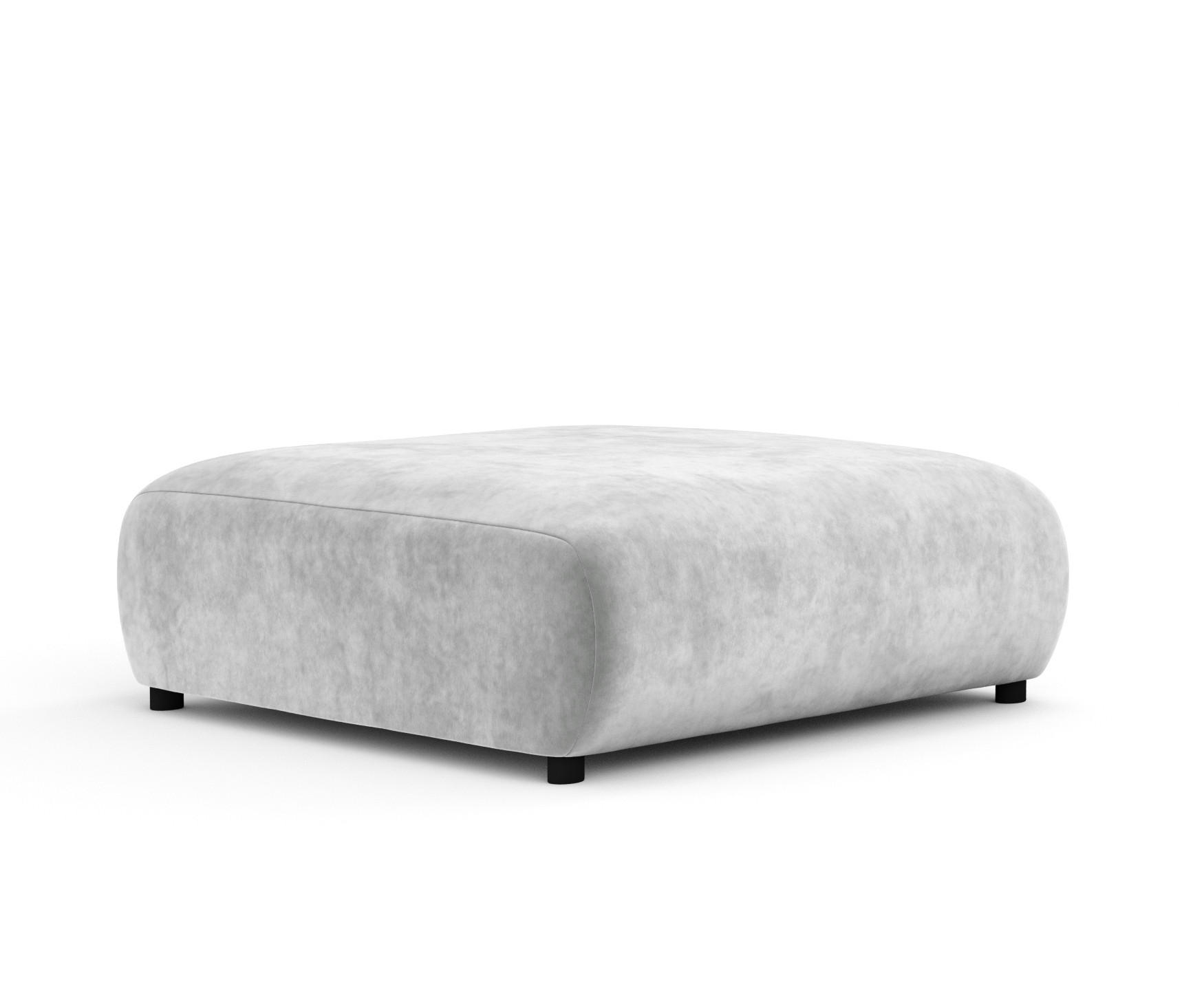 POUF L Zanzibar Hellgrau Samtstoff - Hellgrau/Schwarz, Holz/Holzwerkstoff (110/37/110cm) - Maison de Reve