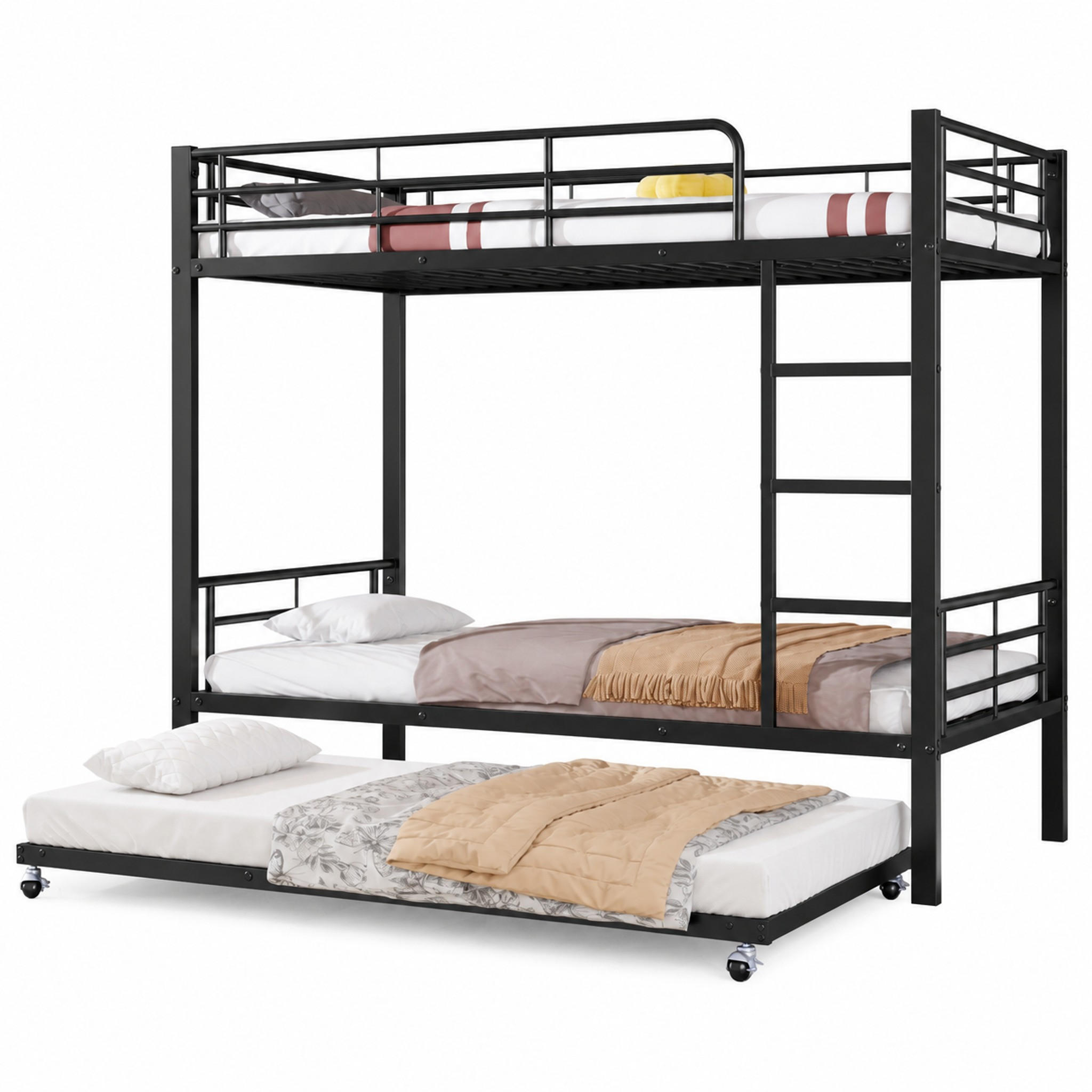 ETAGENBETT mit Ausziehbett 90x200/90x190 cm Metall Schwarz - Schwarz, Metall (90/200cm) - Meubliv