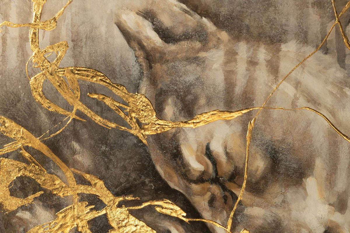 ACRYLBILD HANDGEMALT 75/100 cm - Goldfarben, Holz/Textil (75/100cm) - KUNSTLOFT