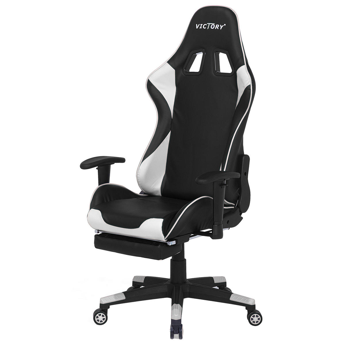 BÜROSTUHL Kunstleder Schwarz/Weiß Victory - Schwarz, Kunststoff/Textil (60/124/60cm) - Beliani