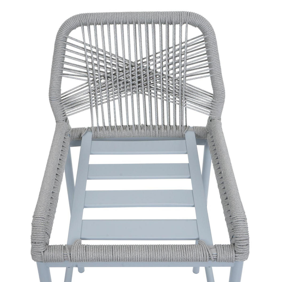 GARTENSTUHL 2er-Set HxBxT 101x45x52cm Sitzhöhe 76cm Hellgrau Kissen Hellgrau Seilgeflecht Metall - Hellgrau, Metall (45/101/52cm) - PROREGAL