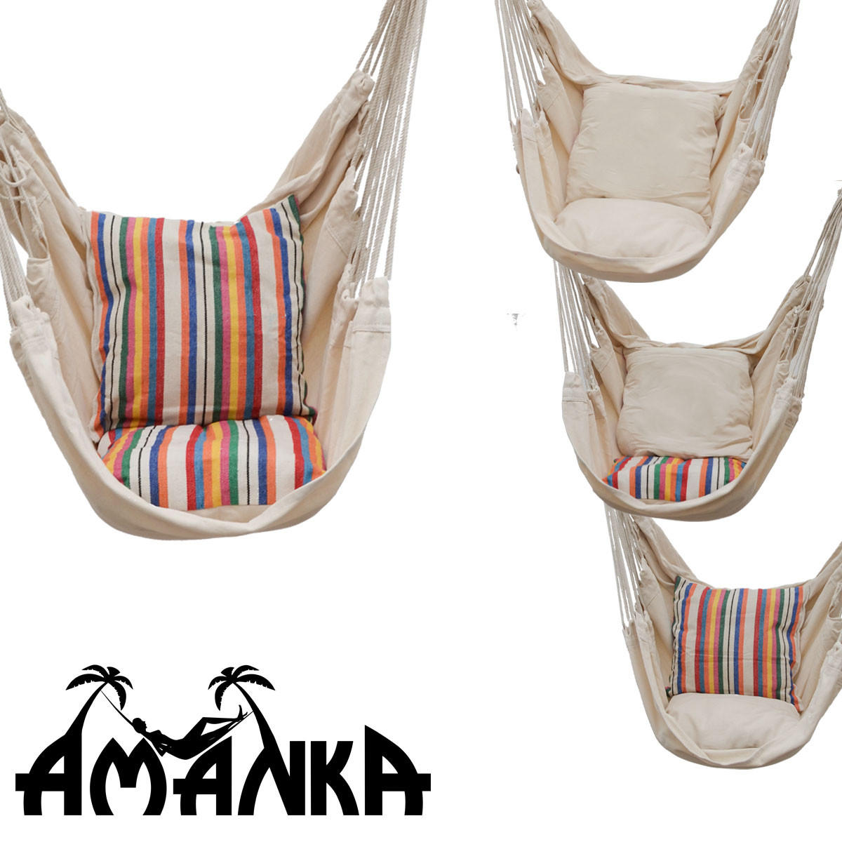 HÄNGESESSEL inkl. Gestell, bis 120kg, 216cm, Beige - Beige, Textil (110/215/110cm) - Amanka