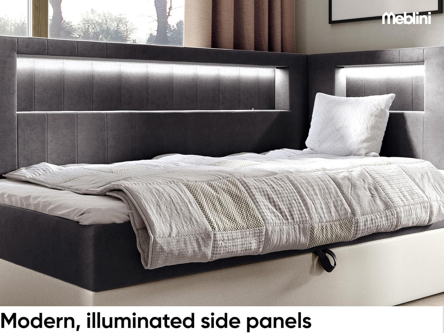 Thumbnail - Meblini Kinderbett, Dunkelgrau, Weiß, Holzwerkstoff, 103x212 cm, Kinder- & Jugendzimmer, Kindermöbel, Kinderbetten, Kind...