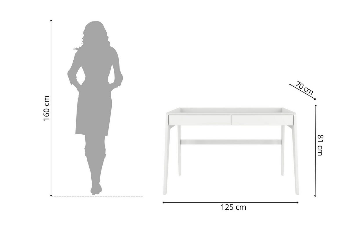 SCHREIBTISCH Lisa, 125/70/81 cm in Vollflächiges Weiß (RAL 9003), Buchenholz - Klar/Weiß, Holz/Buchenholz (70/125/81cm) - Visby