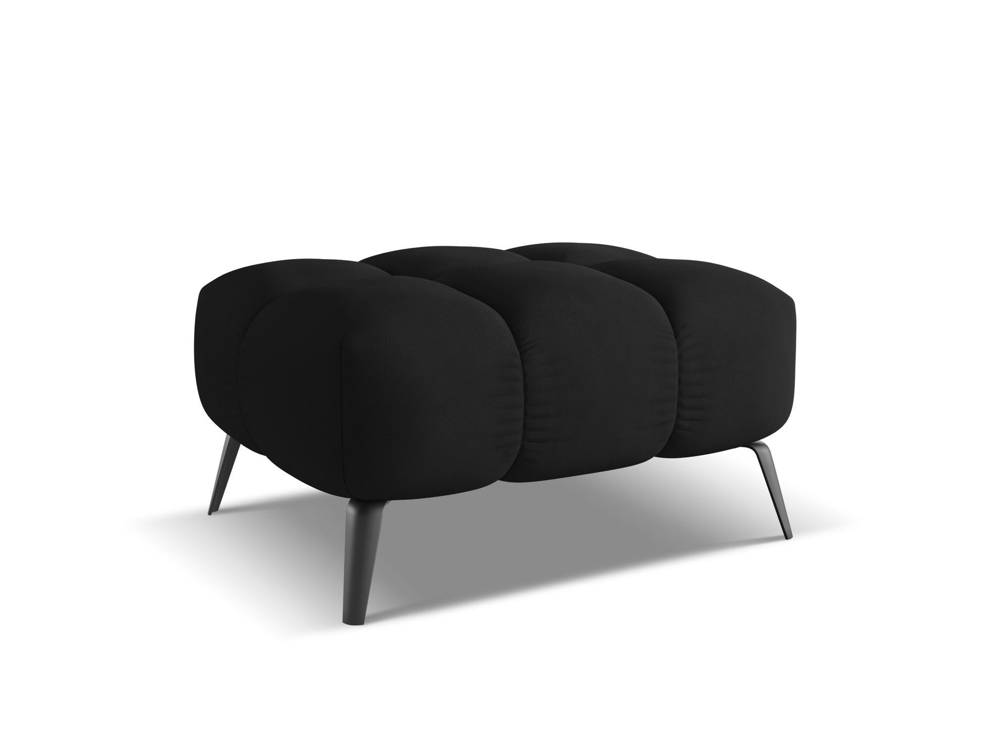 POUF Chenille Stoff Schwarz - Schwarz, Textil/Metall (78/41/60cm) - Makamii
