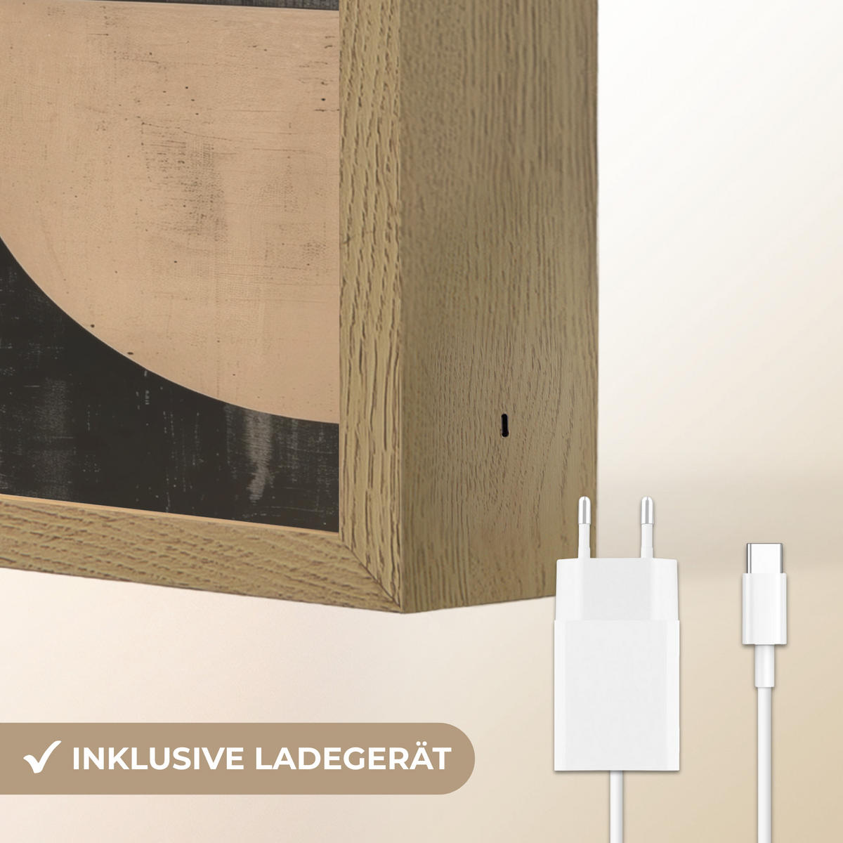 NÁSTĚNNÁ LAMPA S AKUMULÁTOREM Abstraktní - Tvary - Moderní - Béžová 40x30 cm - šedá, kompozitní dřevo (40/30/8cm) - OnlyWow