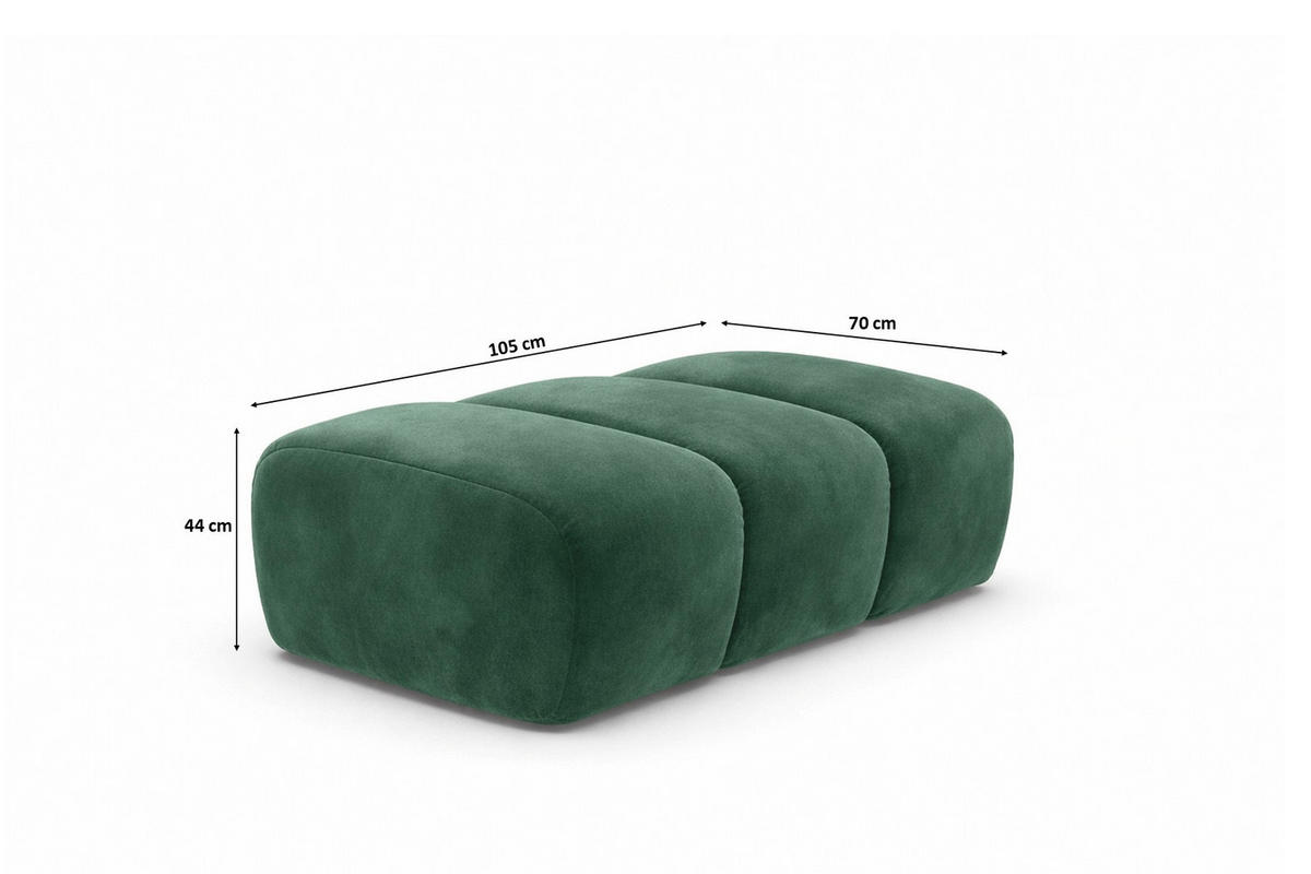 POUF modular, Veloursstoff Bluvel, Grün, CROISSANT - Grün, Holz (105/44/70cm) - Kaiser Möbel