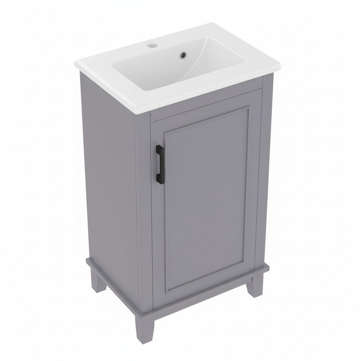 WASCHTISCHKOMBI Grau kompakt mit Keramikbecken - Grau, Keramik/Holzwerkstoff (51/83/34cm) - Urban Meuble