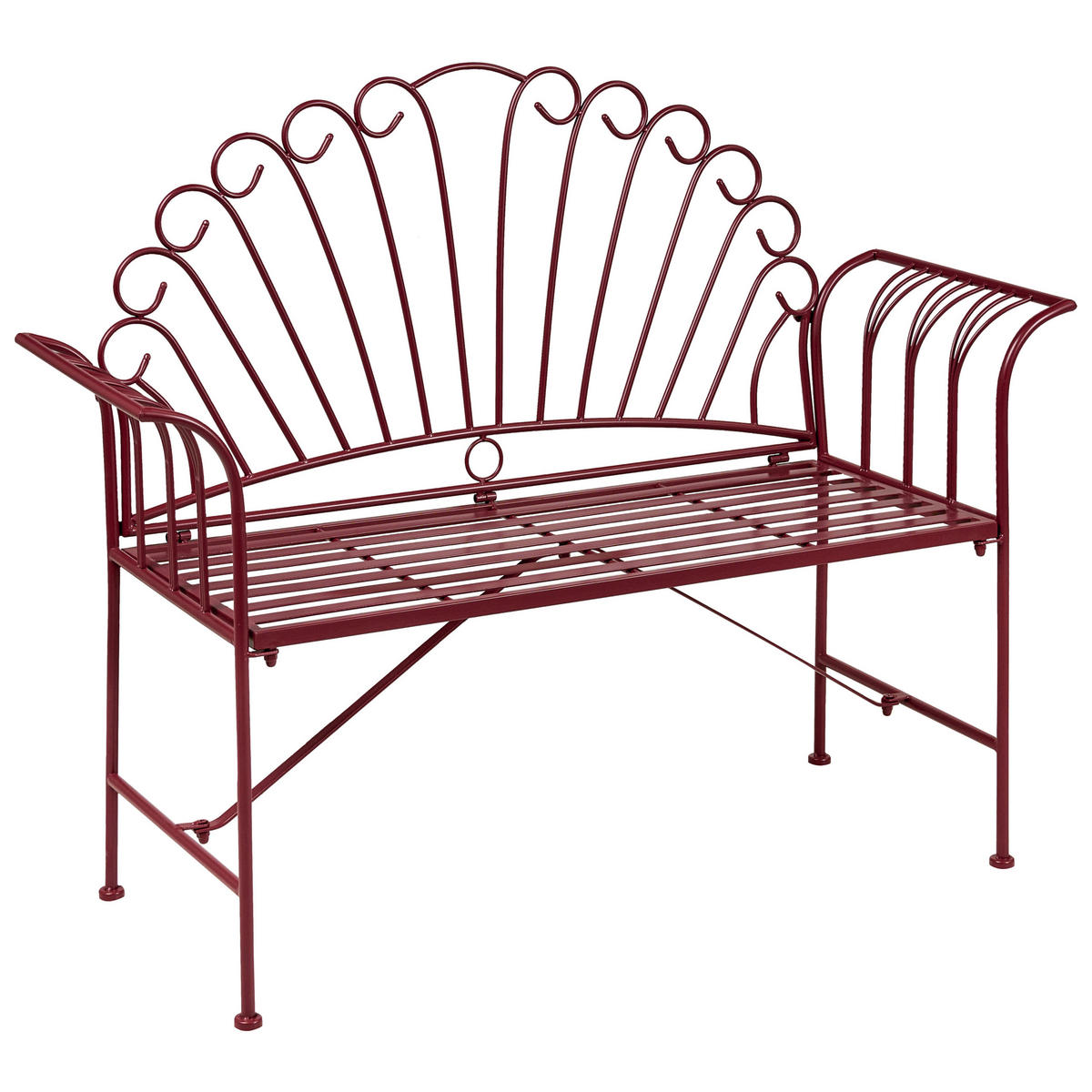 GARTENBANK Burgunderrot Cavinia - Rot, Metall (125/97/46cm) - Beliani