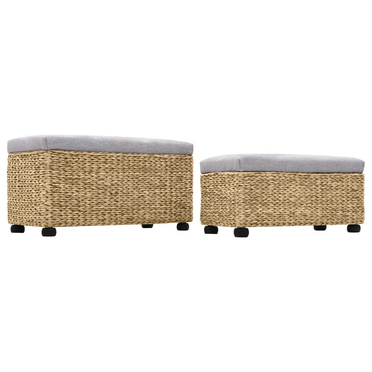 SITZBANK 2er Set Seegras Grau - Grau, Naturmaterialien (45/85/40cm) - vidaXL