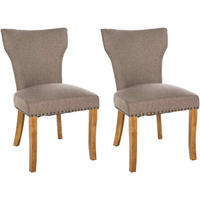WOHNZIMMERSTUHL 2er Set Stoff taupe - Taupe/Naturfarben, Holz/Textil (52/90/59cm) - CLP