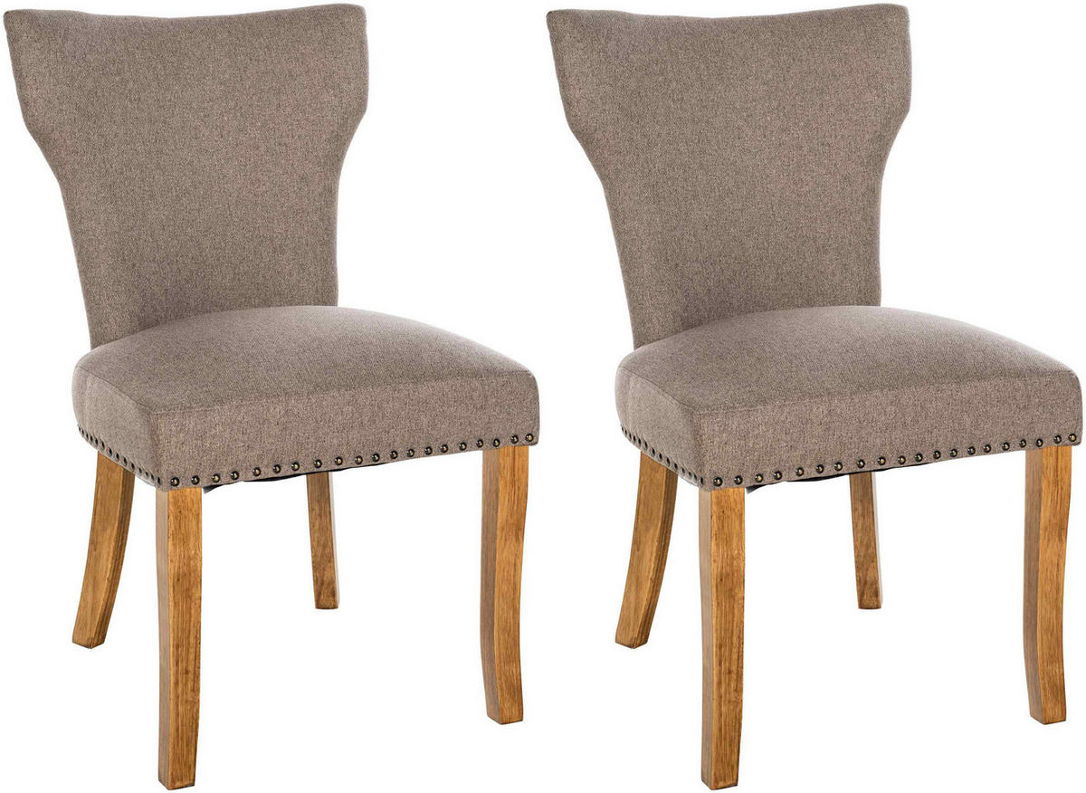 WOHNZIMMERSTUHL 2er Set Stoff taupe - Taupe/Naturfarben, Holz/Textil (52/90/59cm) - CLP