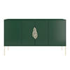 SIDEBOARD Merlin, Grün, Goldene Details - Dunkelgrün/Goldfarben, Holzwerkstoff/Metall (138/79/40cm) - Skandica