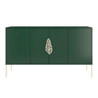 SIDEBOARD Merlin, Grün, Goldene Details - Dunkelgrün/Goldfarben, Holzwerkstoff/Metall (138/79/40cm) - Skandica