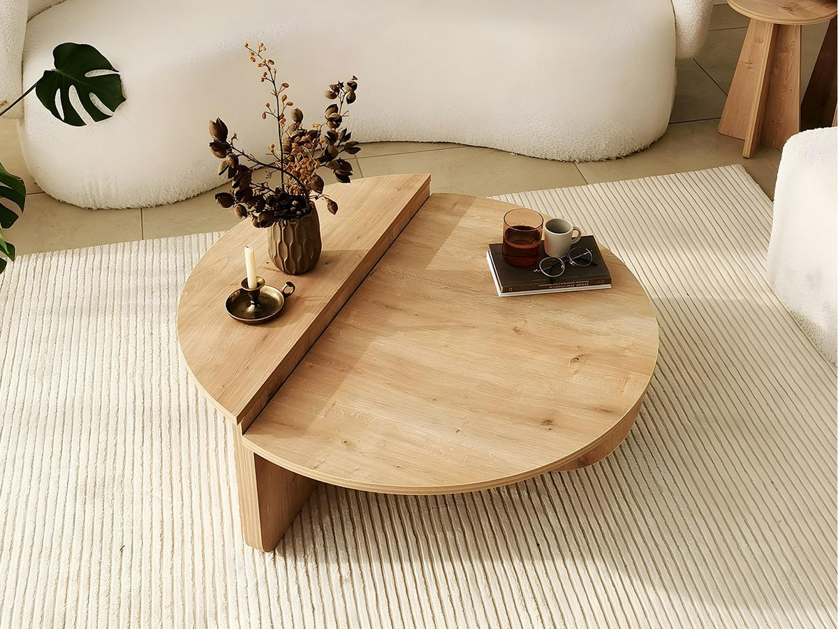 COUCHTISCH 2-teilig - Naturfarben hell - ALOEVA - Naturfarben, Holz (90/60/30cm) - Vente-Unique