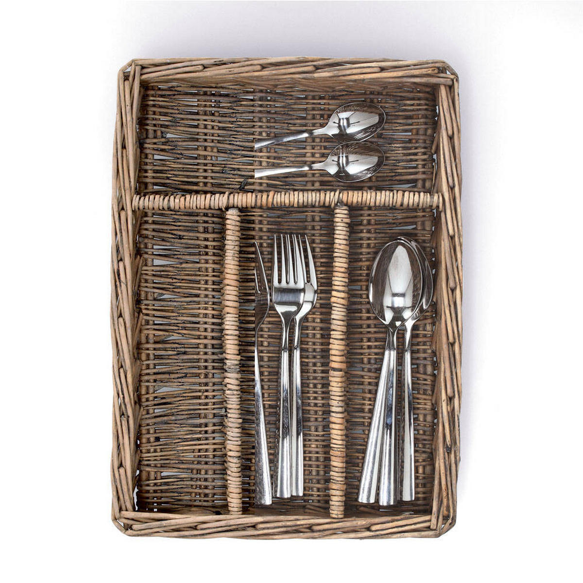 BESTECK-ORGANIZER Geflochten 35/25/7 cm - Braun, Naturmaterialien (26/7/35cm) - ZELLER