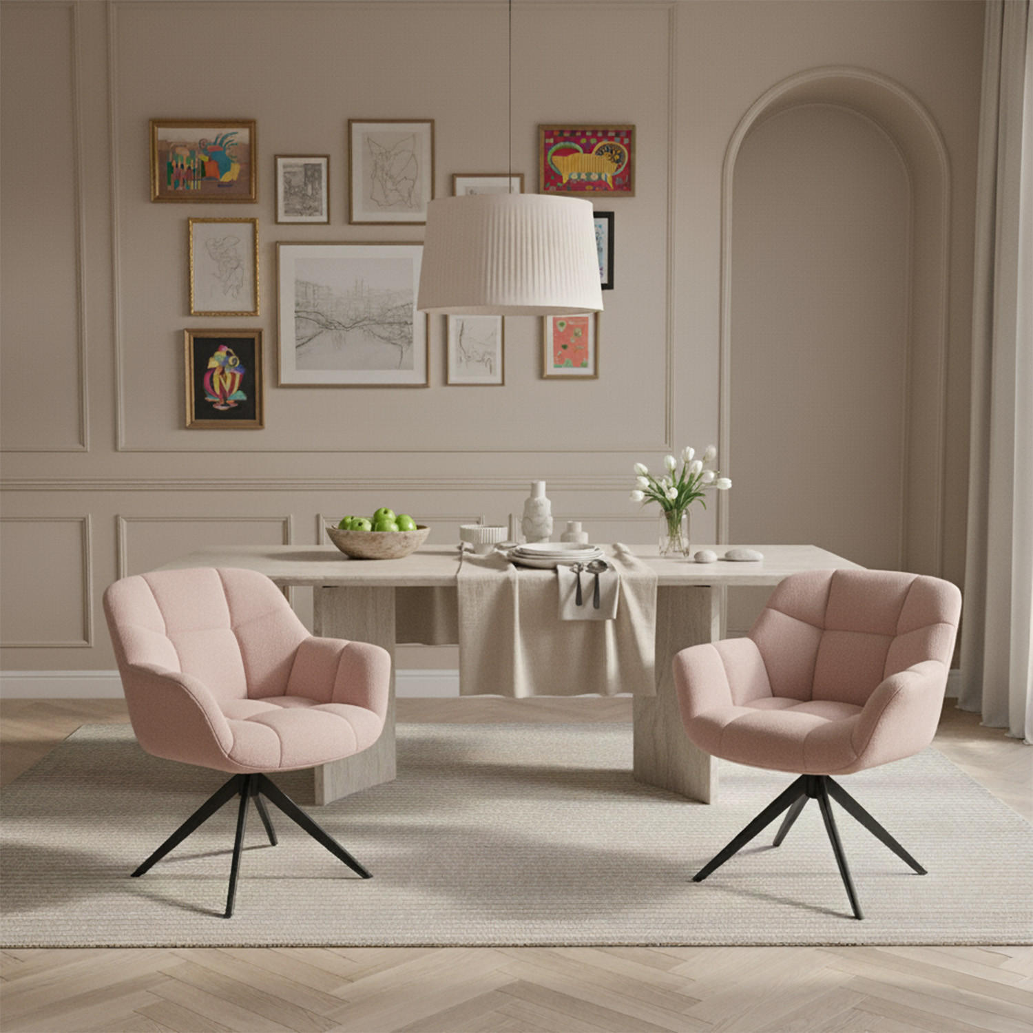 Thumbnail - Dubi Möbel Drehstuhl, Rosa, Textil, 65x81x66 cm, Arbeitszimmer, Bürostühle, Drehstühle